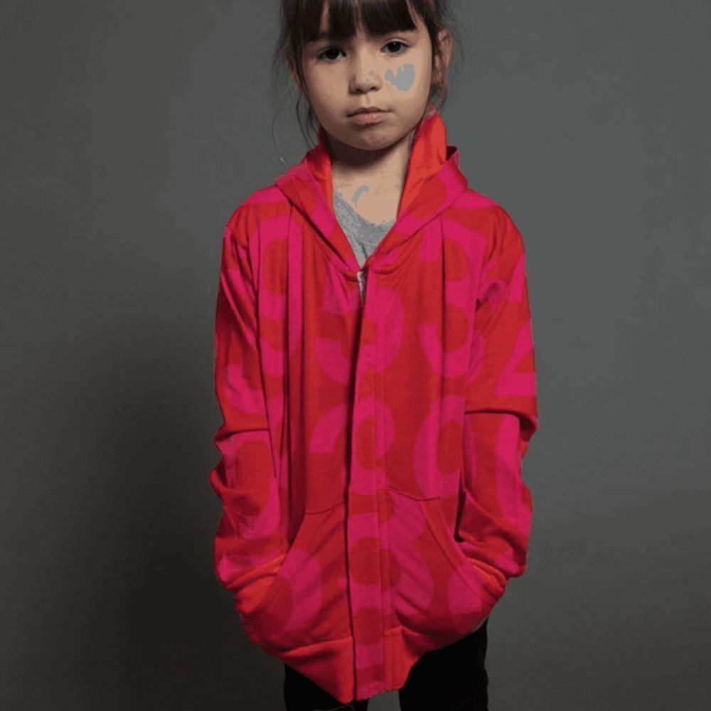 nununu Red Numbered Zip Hoodie Size 3-4